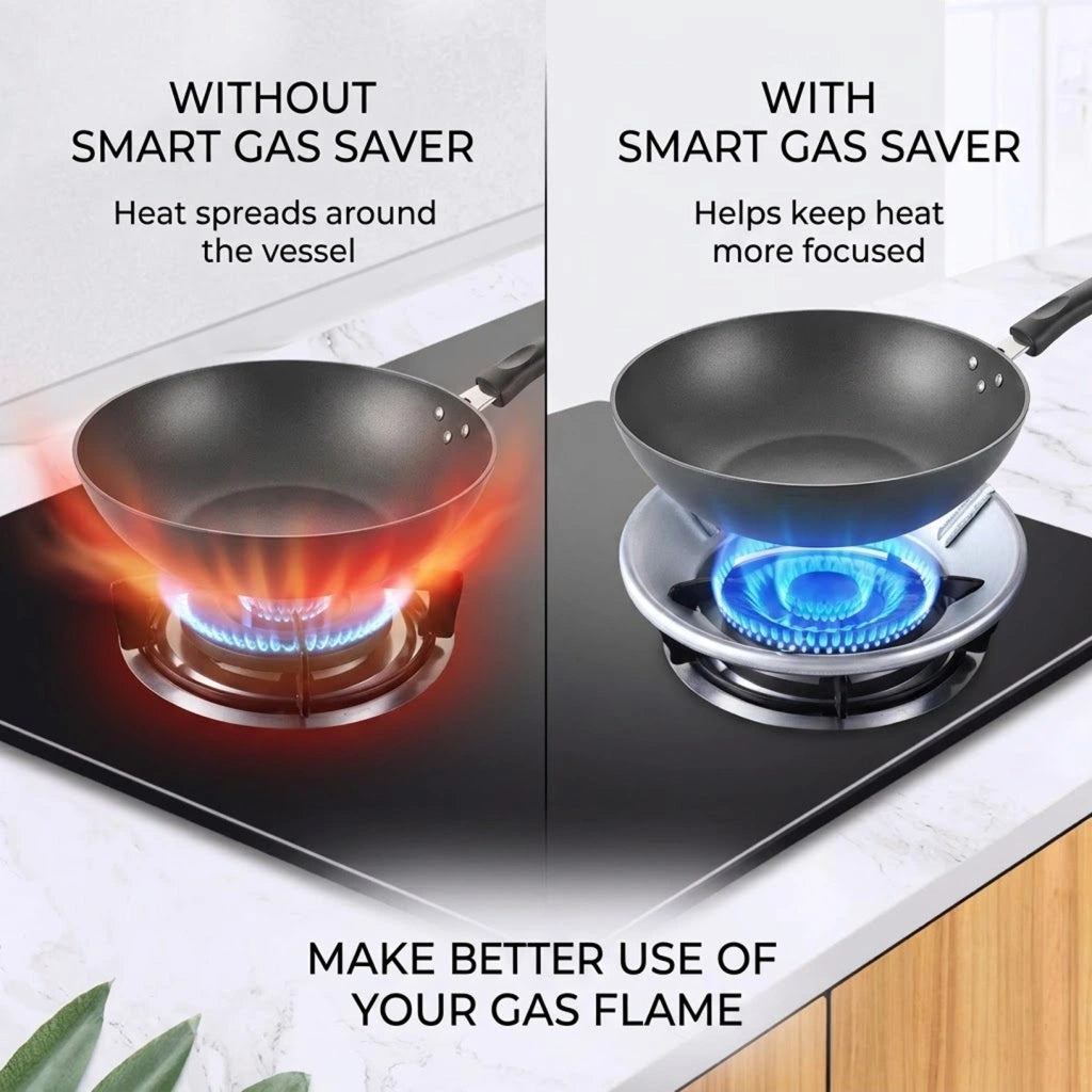 Smart Gas Saver Burner Ring - LPG Flame Shield & Heat Saver (Pack Of 2)