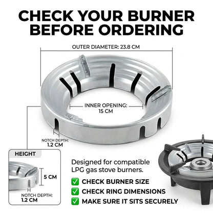 Smart Gas Saver Burner Ring - LPG Flame Shield & Heat Saver (Pack Of 2)